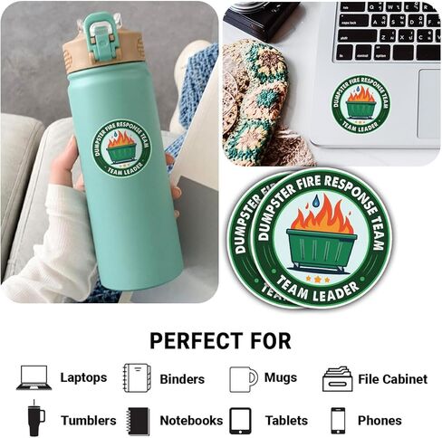 3Pcs Dumpster Fire Response Team Sticker Funny Meme This is Fine Dumpster Fire Sticker Gift Dumpster Fire Response Team Stickers Dumpster Fire Decal for Laptop Bottle Phone Car Hard Hat 3"x3" (D1) in Kuwait