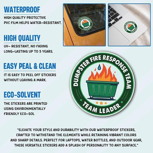 3Pcs Dumpster Fire Response Team Sticker Funny Meme This is Fine Dumpster Fire Sticker Gift Dumpster Fire Response Team Stickers Dumpster Fire Decal for Laptop Bottle Phone Car Hard Hat 3"x3" (D1) in Kuwait