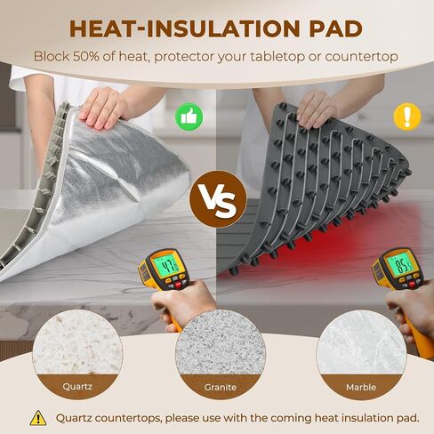HomeLove Food Warming Hap - صينية للاحترار الكهربائي مع درجة حرارة 7 من مستوى و 8 ساعات مؤقت ، كامل السطح سريع التدفئة لفها أكثر دفئا مع وسادة عزل الحرارة لحفلات التجمعات بوفيه رمادي in Kuwait