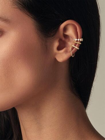Gold Ear Cuff Earrings for Women, Dainty 14K Gold Plated Ear Cuffs Non Pierced Trendy Hypoallergenic Cubic Zirconia Cartilage Hoop Earring Waterproof Jewelry Set for Women in Kuwait
