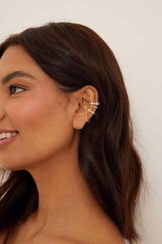 Gold Ear Cuff Earrings for Women, Dainty 14K Gold Plated Ear Cuffs Non Pierced Trendy Hypoallergenic Cubic Zirconia Cartilage Hoop Earring Waterproof Jewelry Set for Women in Kuwait