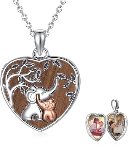 TUGHRA Heart Locket Necklaces That Holds Picture Sterling Silver Elephant Locket Pendant Necklace Photos Jewelry Gifts for Women Teen Mom Daughter Birthday in Saudi Arabia