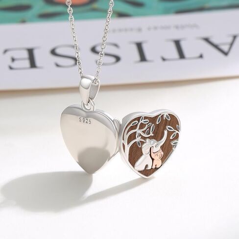 TUGHRA Heart Locket Necklaces That Holds Picture Sterling Silver Elephant Locket Pendant Necklace Photos Jewelry Gifts for Women Teen Mom Daughter Birthday in Saudi Arabia