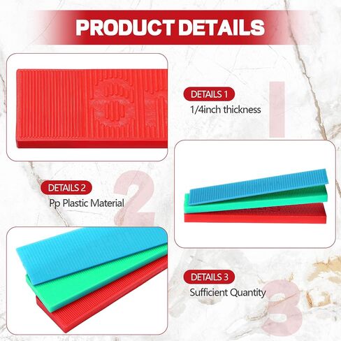 Geelin 200 PCS البلاستيك الحشوات المسطحة البلاط الهيكلية شيم لتسوية المنزل مستوى التحسين الباب مرحاض Shim استخدام داخلي في الهواء الطلق (أخضر) in Saudi Arabia