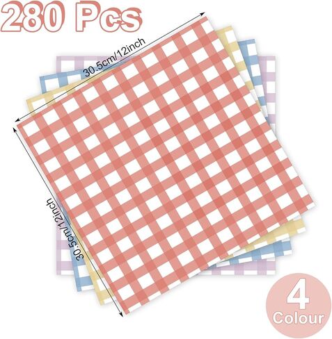 280 PCS أوراق الورق الشمع المتقلب 12 × 12 بوصة لذيذة مخبز ، خطوط سلة سلة غير مقاومة للاسترداد للطبخ للوجبات الخفيفة التي تغلفها شطائر الوجبات الخفيفة in Saudi Arabia
