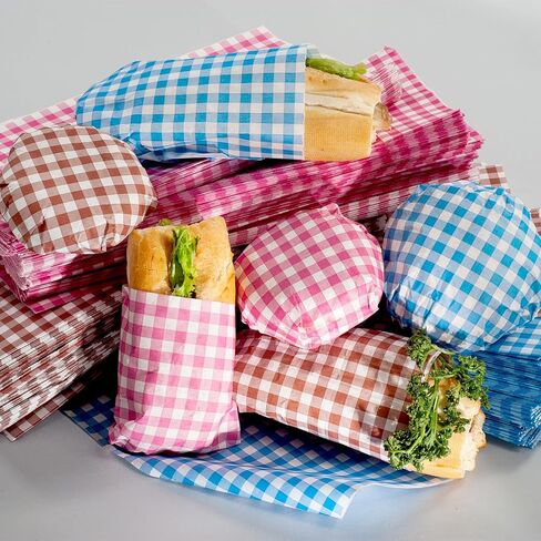 HARFINGTON 100PCS Square Square Checkered Wax Paper Sheets - 9.84 "× 9.84" ورقة غلاف غلاف جاف للزيت للسندوتشات ، الخبز ، النزهات ، الخبز ، الهامبرغر - الوردي in Saudi Arabia