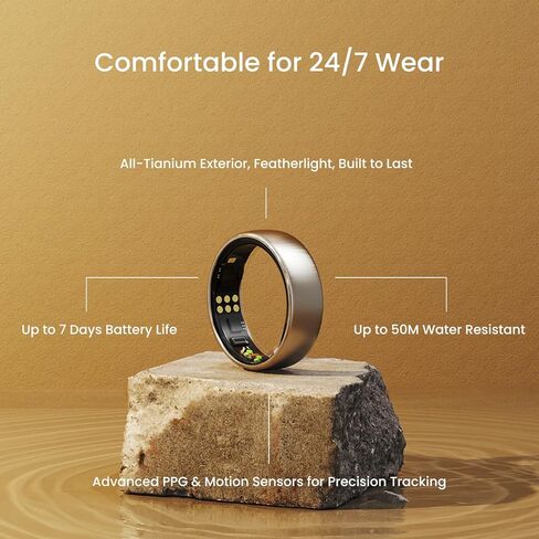 Smart Ring - AI Health Tracker مع النوم ، والإجهاد ، واللياقة ، ومراقبة معدل ضربات القلب الخاتم الذكي للرجال والنساء. لا يوجد اشتراك ، Android & iOS متوافق (Silver ، Size 7) in Saudi Arabia