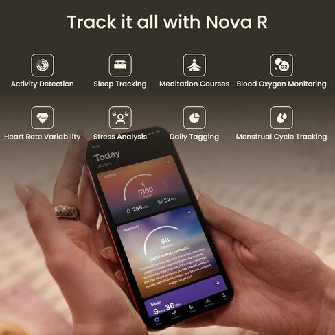 Smart Ring - AI Health Tracker مع النوم ، والإجهاد ، واللياقة ، ومراقبة معدل ضربات القلب الخاتم الذكي للرجال والنساء. لا يوجد اشتراك ، Android & iOS متوافق (Silver ، Size 7) in Saudi Arabia
