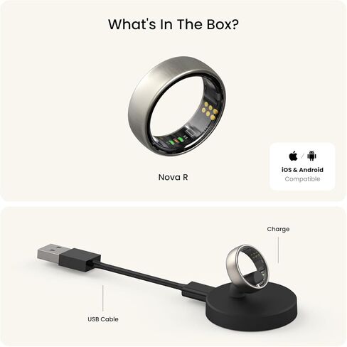 Smart Ring - AI Health Tracker مع النوم ، والإجهاد ، واللياقة ، ومراقبة معدل ضربات القلب الخاتم الذكي للرجال والنساء. لا يوجد اشتراك ، Android & iOS متوافق (Silver ، Size 7) in Saudi Arabia