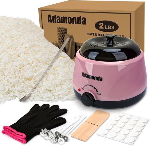 Adamonda Candle Making Kit Supplies for Adults Beginners with Wax Melter,2lbs Soy Wax Flakes Gloves Spoon Sticker Candle Wick,Natural Soy Waxs DIY Candle Making Kits for Starter in Saudi Arabia