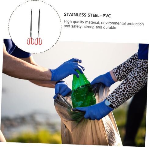 LIFKOME 2pcs Yard Garbage Clamp Portable BBQ Coal Tongs Heavy-Duty Waste Picker for Grilling Supplies for Outdoor Use and Litter Collection in Saudi Arabia