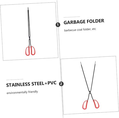 LIFKOME 2pcs Yard Garbage Clamp Portable BBQ Coal Tongs Heavy-Duty Waste Picker for Grilling Supplies for Outdoor Use and Litter Collection in Saudi Arabia