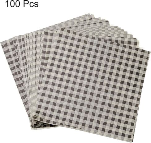 HARFINGTON 100PCS Square Square Checkered Wax Paper Sheets - 9.84 "× 9.84" ورقة غلاف غلاف جاف للزيت للسندوتشات ، الخبز ، النزهات ، الخبز ، الهامبرغر - الوردي in Saudi Arabia
