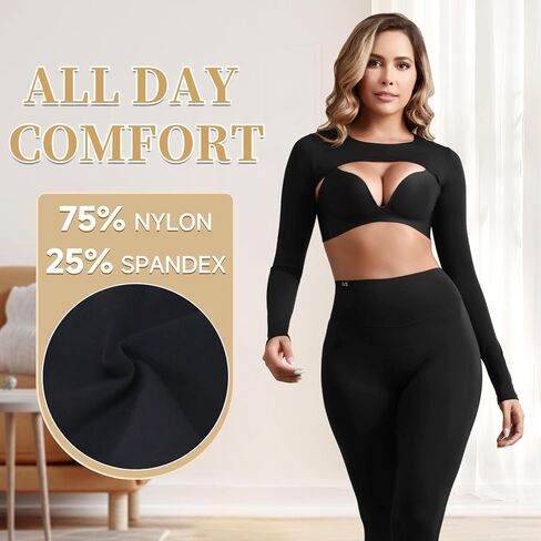 Hiball Workout Bolero Shrug Crop Top Long Sleeve Women, Sports Shrug Cropped Shirts, Cooling Shawl Arm Sleeves in Kuwait