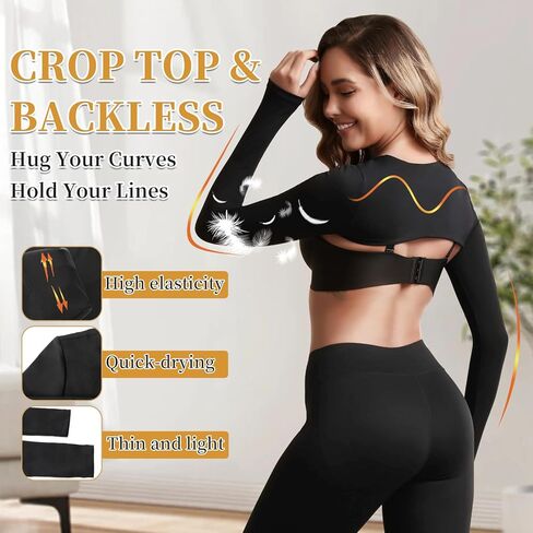 Hiball Workout Bolero Shrug Crop Top Long Sleeve Women, Sports Shrug Cropped Shirts, Cooling Shawl Arm Sleeves in Kuwait