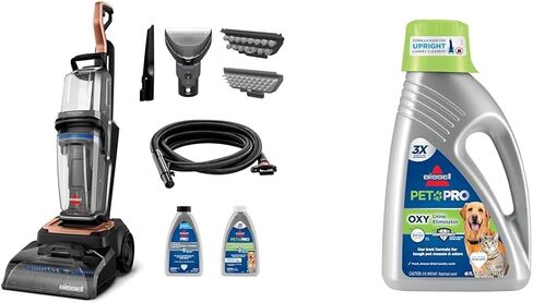Bissell Revolution Hydrosteam Carpet Cleaner ، منظف عميق مستقيم ، تقنية Hydrosteam ، أداة وصمة عار صعبة ذاتية 4 بوصات ، 4123 + Bissell Professional Pet Cleaner Formula 48 Oz in Saudi Arabia