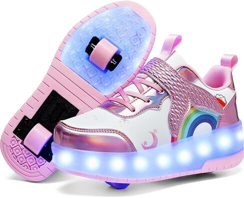 Nsasy Girls Boys Roller Shoes with LED Light Up Wheels Sneakers Kids Roller Skates Shoes for Kids for Children in Kuwait