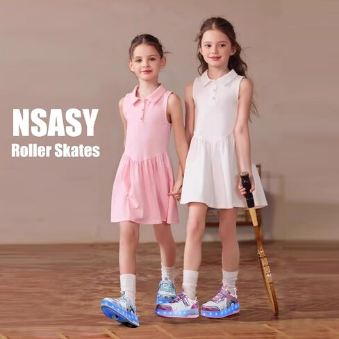Nsasy Girls Boys Roller Shoes with LED Light Up Wheels Sneakers Kids Roller Skates Shoes for Kids for Children in Kuwait