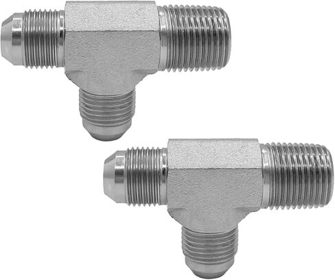 (2-PACK) 2605-08-08-08 Hydraulic Adapter Fitting 1/2" Male JIC 37°(3/4"-16 SAE) × 1/2" Male (1/2"-14 NPTF) × 1/2" Male JIC 37°(3/4"-16 SAE) Street Tee Pipe Carbon Steel in Saudi Arabia