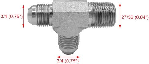 (2-PACK) 2605-08-08-08 Hydraulic Adapter Fitting 1/2" Male JIC 37°(3/4"-16 SAE) × 1/2" Male (1/2"-14 NPTF) × 1/2" Male JIC 37°(3/4"-16 SAE) Street Tee Pipe Carbon Steel in Saudi Arabia