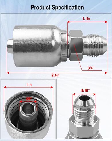 12pcs 3/8 "خرطوم x 3/8" تجهيزات خرطوم الهيدروليكية JIC تناسب تجعيدات Dayco Weatherhead U-Series قابلة للتعديل ، 37 درجة من خرطوم الهيدروليكي الذكور تجعيد in Saudi Arabia