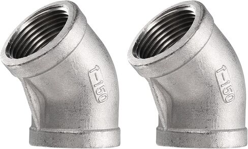 HARFINGTON 45 درجة الكوع تركيب الأنابيب 1/8 "NPT أنثى 304 الفولاذ المقاوم للصدأ الكوع المناسب موصل الموضوع لتطبيقات السباكة الهواء الوقود المياه in Saudi Arabia