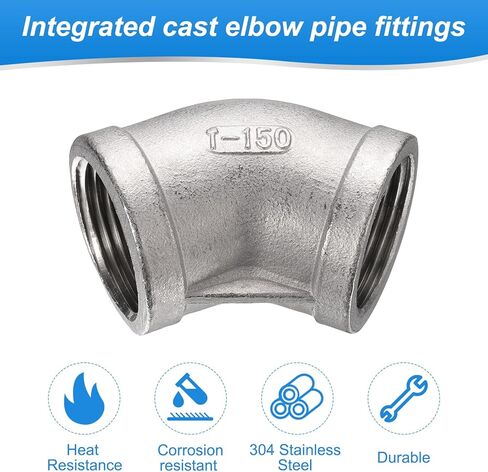 HARFINGTON 45 درجة الكوع تركيب الأنابيب 1/8 "NPT أنثى 304 الفولاذ المقاوم للصدأ الكوع المناسب موصل الموضوع لتطبيقات السباكة الهواء الوقود المياه in Saudi Arabia