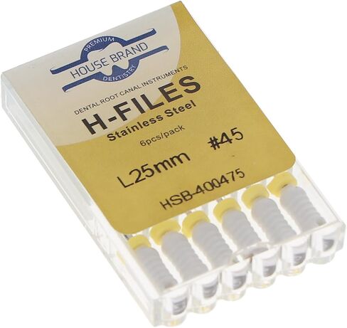 400475 HSB Hedstrom Endodontic Files Stainless Steel 25mm #45 White 6/Pk in Kuwait