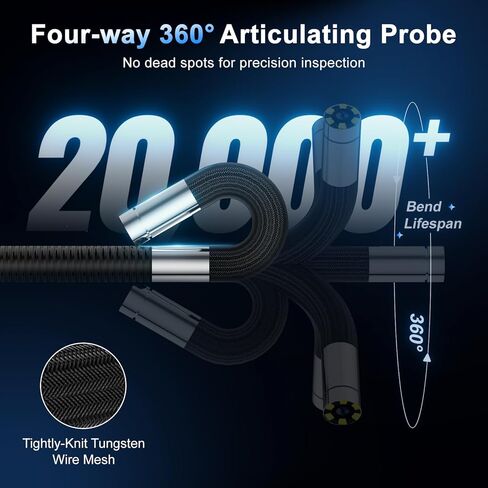 360 درجة مفصلية كاميرا Borescope - Jeseral 5 "HD 1080P شاشة الكاميرا مع 6 ضوء ، منظار مع 6.2 مم مسبار IP67 مقاوم للماء ، 3x ZOOM 4 -اتجاه borescope مع كابل مرن in Saudi Arabia