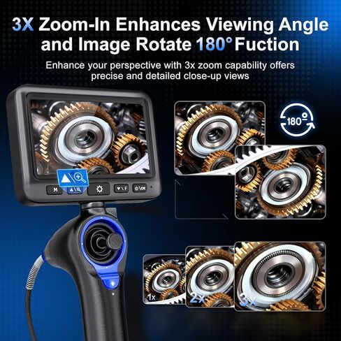 360 درجة مفصلية كاميرا Borescope - Jeseral 5 "HD 1080P شاشة الكاميرا مع 6 ضوء ، منظار مع 6.2 مم مسبار IP67 مقاوم للماء ، 3x ZOOM 4 -اتجاه borescope مع كابل مرن in Kuwait