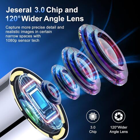 360 درجة مفصلية كاميرا Borescope - Jeseral 5 "HD 1080P شاشة الكاميرا مع 6 ضوء ، منظار مع 6.2 مم مسبار IP67 مقاوم للماء ، 3x ZOOM 4 -اتجاه borescope مع كابل مرن in Kuwait