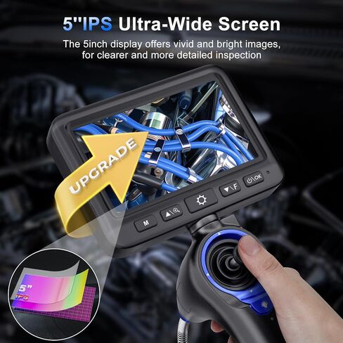 360 درجة مفصلية كاميرا Borescope - Jeseral 5 "HD 1080P شاشة الكاميرا مع 6 ضوء ، منظار مع 6.2 مم مسبار IP67 مقاوم للماء ، 3x ZOOM 4 -اتجاه borescope مع كابل مرن in Kuwait