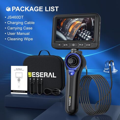360 درجة مفصلية كاميرا Borescope - Jeseral 5 "HD 1080P شاشة الكاميرا مع 6 ضوء ، منظار مع 6.2 مم مسبار IP67 مقاوم للماء ، 3x ZOOM 4 -اتجاه borescope مع كابل مرن in Kuwait