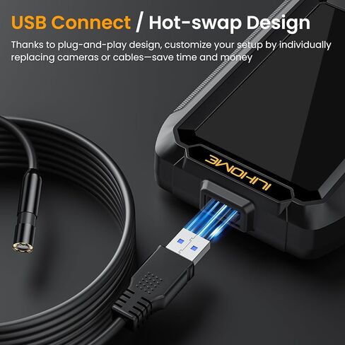 Endoscope with Light, 1080P HD Borescope with 8 Adjustable LEDs, 4.3" Inspection Camera with 16.4ft Semi-Rigid Cable, 8mm IP67 Waterproof Lens-Father's Day Gift&Cool Gadgets for Men in Kuwait