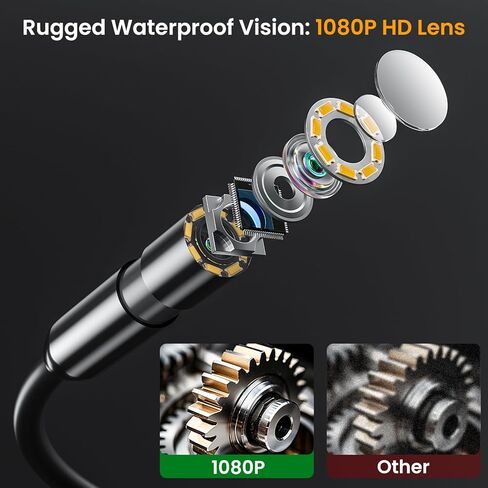 Endoscope with Light, 1080P HD Borescope with 8 Adjustable LEDs, 4.3" Inspection Camera with 16.4ft Semi-Rigid Cable, 8mm IP67 Waterproof Lens-Father's Day Gift&Cool Gadgets for Men in Kuwait