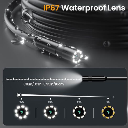 Endoscope with Light, 1080P HD Borescope with 8 Adjustable LEDs, 4.3" Inspection Camera with 16.4ft Semi-Rigid Cable, 8mm IP67 Waterproof Lens-Father's Day Gift&Cool Gadgets for Men in Kuwait