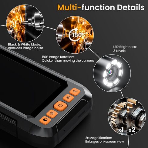 Endoscope with Light, 1080P HD Borescope with 8 Adjustable LEDs, 4.3" Inspection Camera with 16.4ft Semi-Rigid Cable, 8mm IP67 Waterproof Lens-Father's Day Gift&Cool Gadgets for Men in Kuwait