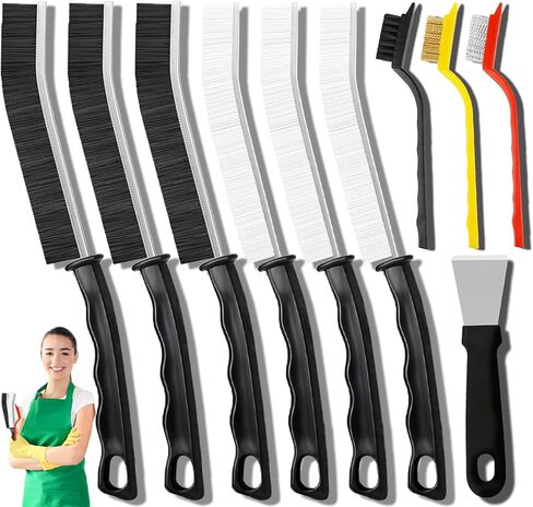 10pcs فرشاة تنظيف Crevice مع مكشطة ، مستلزمات تنظيف الخشور الصلبة للمطبخ ، الحمام ، الزاوية ، الحوض ، الكوب ، إبريق الشاي ، زجاجة in Kuwait
