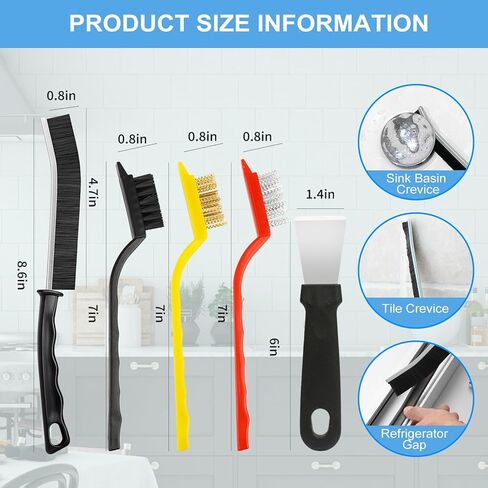 10pcs فرشاة تنظيف Crevice مع مكشطة ، مستلزمات تنظيف الخشور الصلبة للمطبخ ، الحمام ، الزاوية ، الحوض ، الكوب ، إبريق الشاي ، زجاجة in Kuwait
