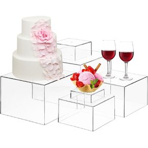 Cabilock 6PCS Clear Acrylic Dessert Table Stands Decorative Cake Holders Buffet Risers Pastry Display Racks for Tea Party Birthday Wedding Baby Shower in Kuwait