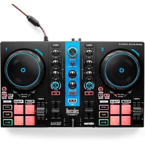 Hercules DJControl Inpulse 200 MK2 & Stream Starter Kit DJ Bundle, Includes Stream 100 and HUD-600 USB Microphone + 3 Months Voicemod Pro, (OBS, Streamlabs), Compatible with PC Only in Saudi Arabia