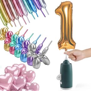 Electric Magic Balloon Pump, Electric Air Inflator Party Air Blower Pump with 1 Nozzle 1 Balloon Cutter and 10 Pcs Long Balloons,Great for Twisty Curly Balloon, Foil Balloons in Saudi Arabia