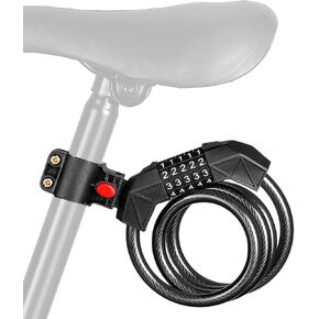 Bike Lock with Mounting Bracket, 4-Feet Bike Cable Basic Self Coiling 5-Digit Resettable Combination Cable Bike Locks, for Bicycle, Motorcycle, Scooter (Blue) in Kuwait