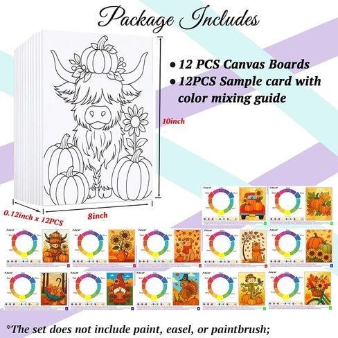 12PCS 8x10IN Pre Drawn Canvas to Paint for Adults Halloween Paint Party in Saudi Arabia