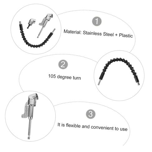طقم حامل البراغي البراغي تمديد الحفر اليدوية - عمود مرن للحفر الكهربائي ، 14.00x4.50x2.50 سم ، والفضة والبلاستيك in Kuwait