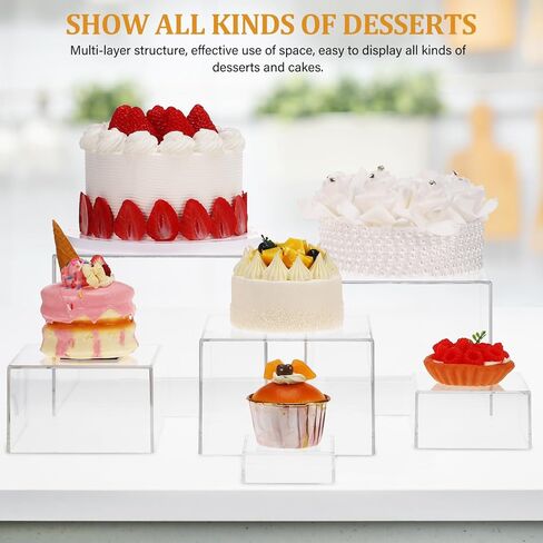 Cabilock 6PCS Clear Acrylic Dessert Table Stands Decorative Cake Holders Buffet Risers Pastry Display Racks for Tea Party Birthday Wedding Baby Shower in Saudi Arabia