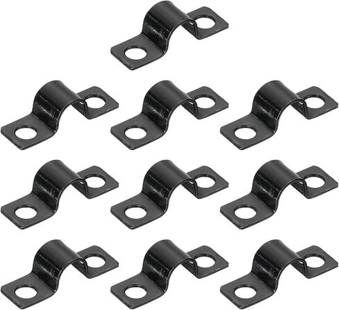 uxcell 100Pcs U-Shaped Pipe Clamp, 1/4 Inch(6mm) 2 Hole U-Tube Strap Clamp Heavy Duty Connector Bracket for Conduit Cables Wire Cord, Black in Saudi Arabia