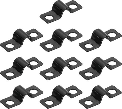 uxcell 100Pcs U-Shaped Pipe Clamp, 1/4 Inch(6mm) 2 Hole U-Tube Strap Clamp Heavy Duty Connector Bracket for Conduit Cables Wire Cord, Black in Saudi Arabia