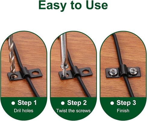 uxcell 100Pcs U-Shaped Pipe Clamp, 1/4 Inch(6mm) 2 Hole U-Tube Strap Clamp Heavy Duty Connector Bracket for Conduit Cables Wire Cord, Black in Saudi Arabia