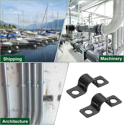 uxcell 100Pcs U-Shaped Pipe Clamp, 1/4 Inch(6mm) 2 Hole U-Tube Strap Clamp Heavy Duty Connector Bracket for Conduit Cables Wire Cord, Black in Saudi Arabia